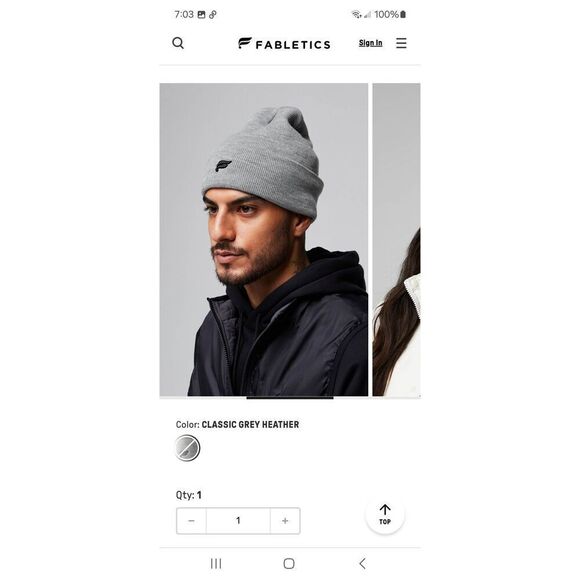 New Unisex Fabletics Alpine Beanie Heather Grey Hat Cap NWT - Picture 3 of 6